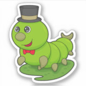 Raupe als Gentleman mit Zylinder Aufkleber (Vorderseite)