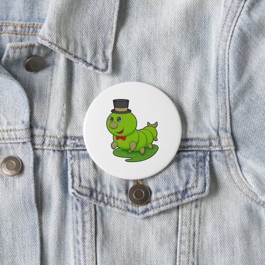 Raupe als Gentleman mit Zylinder Button (Beispiel)