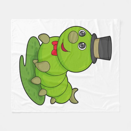 Raupe als Gentleman mit Zylinder Fleecedecke (Vorderseite (Horizontal))