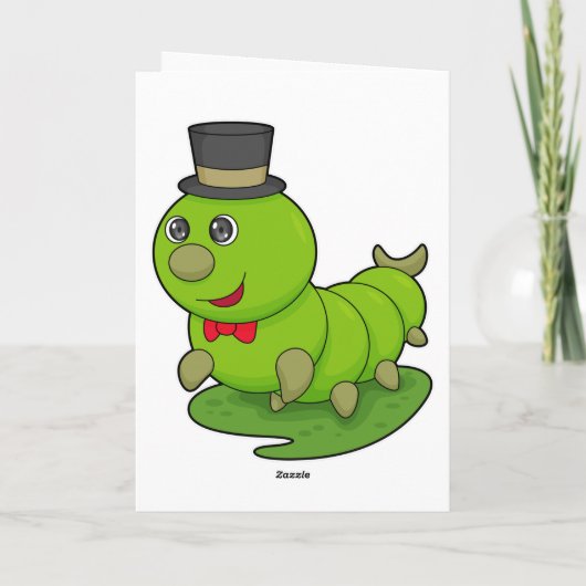 Raupe als Gentleman mit Zylinder Karte (Rückseite)