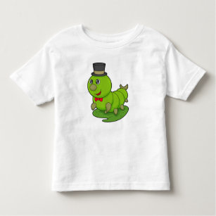 Raupe als Gentleman mit Zylinder Kleinkind T-shirt