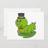 Raupe als Gentleman mit Zylinder Postkarte (Vorne/Hinten)
