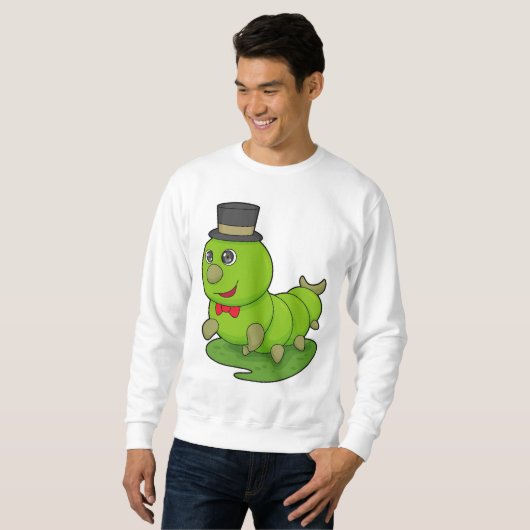 Raupe als Gentleman mit Zylinder Sweatshirt (Vorne ganz)