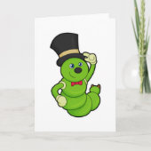 Raupe als Groom mit Hut Karte (Vorderseite)