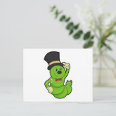 Raupe als Groom mit Hut Postkarte (Stehend Vorderseite)