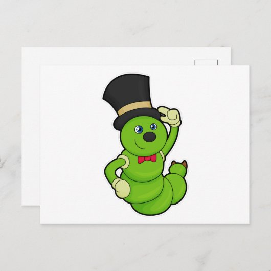 Raupe als Groom mit Hut Postkarte (Vorne/Hinten)