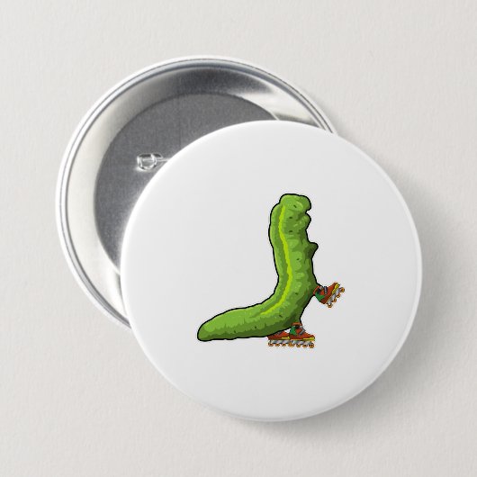 Raupe als Inline-Skater mit Inline-Skaten Button (Vorne & Hinten)