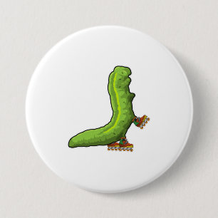 Raupe als Inline-Skater mit Inline-Skaten Button