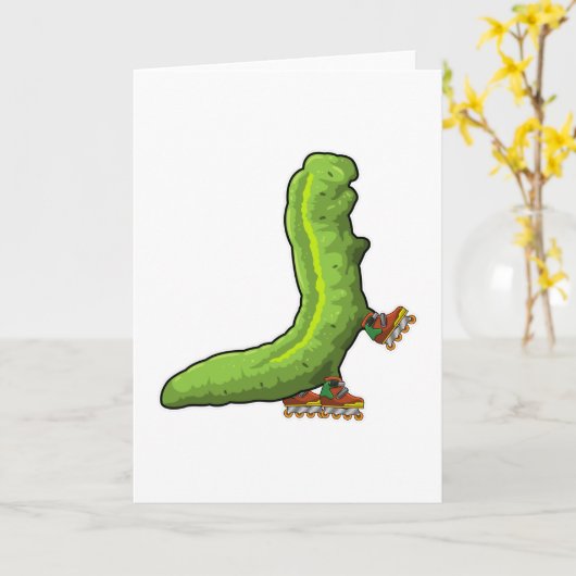 Raupe als Inline-Skater mit Inline-Skaten Karte (Gelbe Blume)