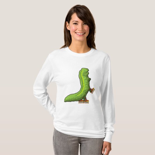 Raupe als Inline-Skater mit Inline-Skaten T-Shirt (Vorne ganz)