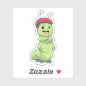 Raupe als Inline-Skater mit Roller Skate.pn Aufkleber (Blatt)