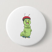 Raupe als Inline-Skater mit Roller Skate.pn Button (Vorderseite)