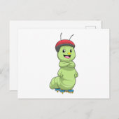 Raupe als Inline-Skater mit Roller Skate.pn Postkarte (Vorne/Hinten)