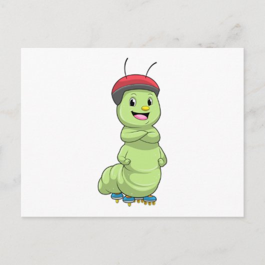 Raupe als Inline-Skater mit Roller Skate.pn Postkarte (Vorderseite)