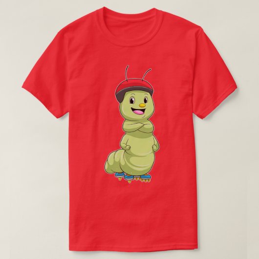 Raupe als Inline-Skater mit Roller-Skaten T-Shirt (Design vorne)