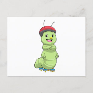 Raupe als Inline-Skater mit Rollschuhen.pn Postkarte