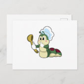 Raupe als Koch mit Holzlöffel Postkarte (Vorne/Hinten)