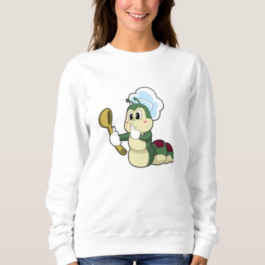 Raupe als Koch mit Holzlöffel Sweatshirt (Vorderseite)