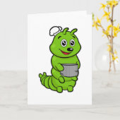 Raupe als Koch mit Kochtopf Karte (Gelbe Blume)