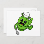 Raupe als Koch mit Löffel Postkarte (Vorne/Hinten)