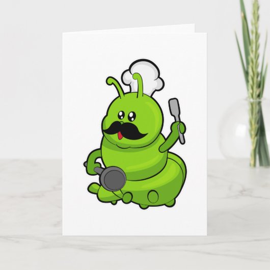 Raupe als Koch mit Mustache Karte (Vorderseite)