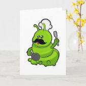 Raupe als Koch mit Mustache Karte (Gelbe Blume)