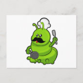 Raupe als Koch mit Mustache Postkarte (Vorderseite)