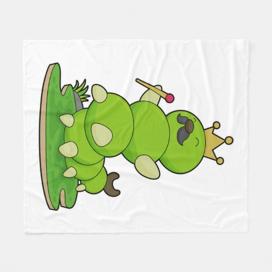 Raupe als König mit Krone Fleecedecke (Vorderseite (Horizontal))