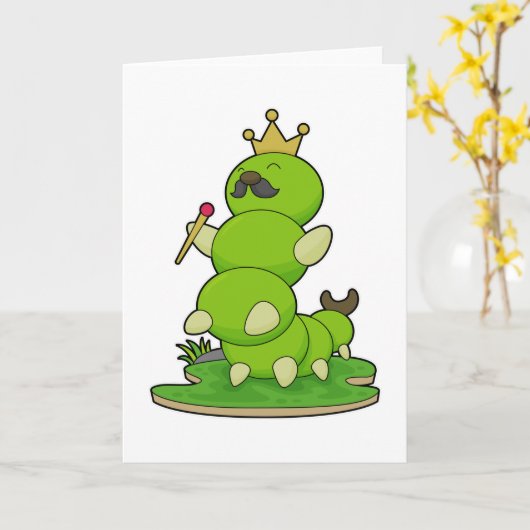 Raupe als König mit Krone Karte (Gelbe Blume)