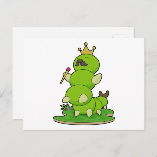 Raupe als König mit Krone Postkarte (Vorne/Hinten)