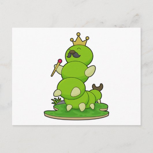 Raupe als König mit Krone Postkarte (Vorderseite)