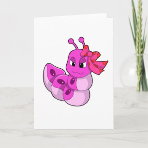 Raupe als Mädchen mit Ribbon Karte