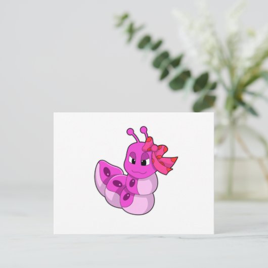Raupe als Mädchen mit Ribbon Postkarte (Stehend Vorderseite)