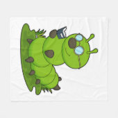 Raupe als Nerd mit Brille & Book Fleecedecke (Vorderseite (Horizontal))