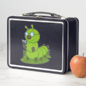 Raupe als Nerd mit Brille & Book Metall Brotdose (Beispiel)