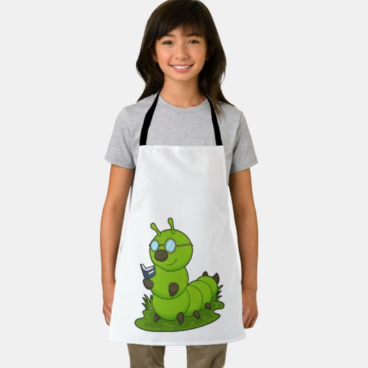 Raupe als Nerd mit Brille & Book Schürze (Insitu)