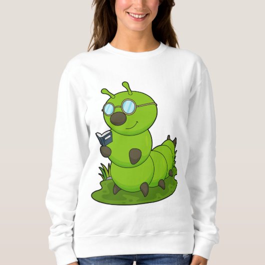 Raupe als Nerd mit Brille & Book Sweatshirt (Vorderseite)