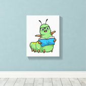 Raupe als Nerd mit Buch & Brille Leinwanddruck (Insitu (Holzboden))