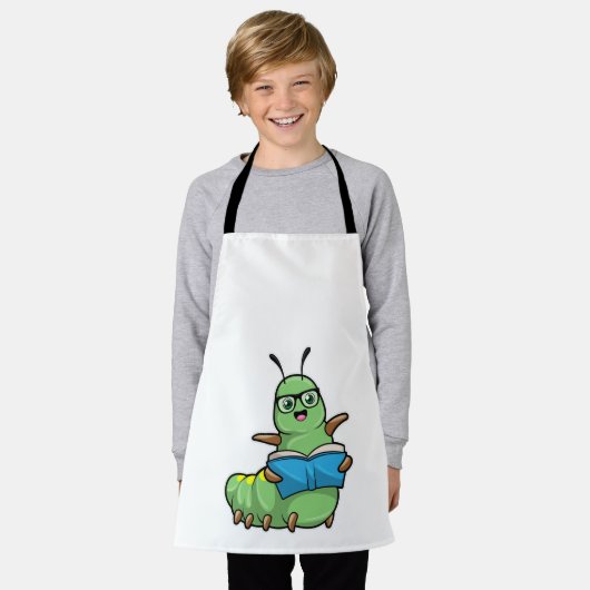 Raupe als Nerd mit Buch & Brille Schürze (Getragen)