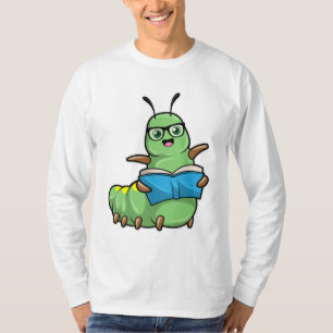 Raupe als Nerd mit Buch & Brille T-Shirt