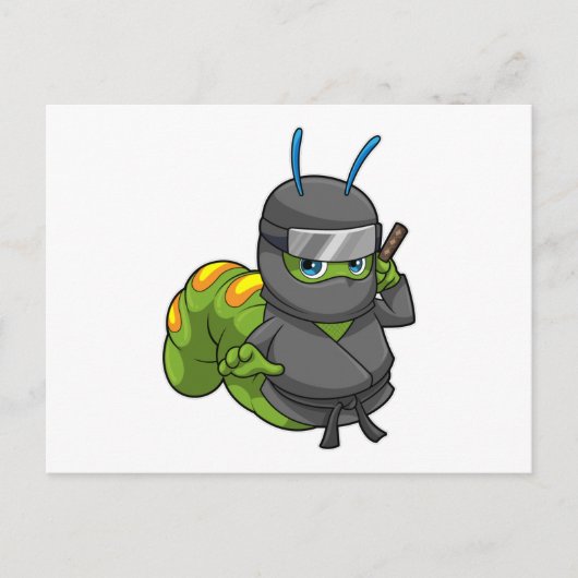 Raupe als Ninja mit Schwert Postkarte (Vorderseite)