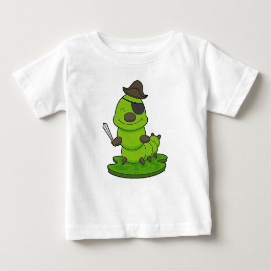 Raupe als Pirate mit Schwert Baby T-shirt (Vorderseite)