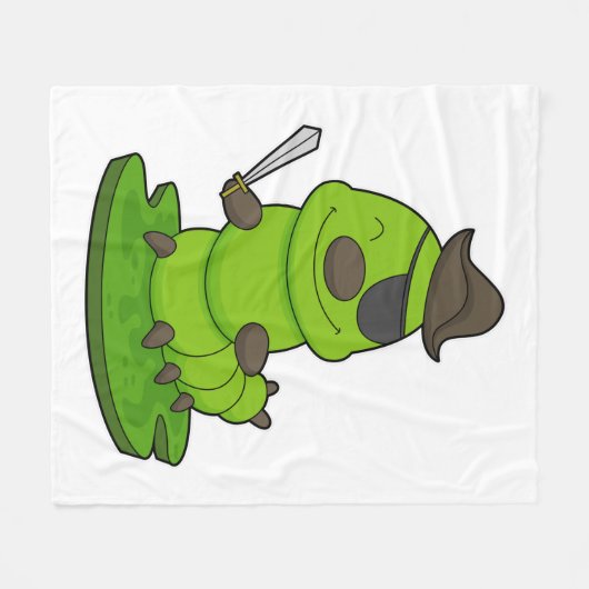 Raupe als Pirate mit Schwert Fleecedecke (Vorderseite (Horizontal))