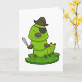 Raupe als Pirate mit Schwert Karte (Gelbe Blume)