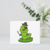 Raupe als Pirate mit Schwert Postkarte (Stehend Vorderseite)