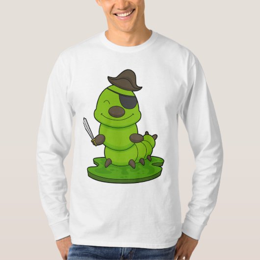 Raupe als Pirate mit Schwert T-Shirt (Vorderseite)