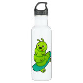 Raupe als Skater mit Skateboard Edelstahlflasche (Vorderseite)