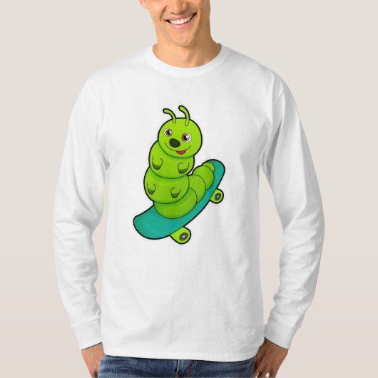 Raupe als Skater mit Skateboard T-Shirt (Vorderseite)