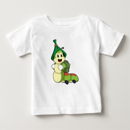 Raupe als Student mit Rucksack Baby T-shirt (Vorderseite)