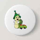 Raupe als Student mit Rucksack Button (Vorderseite)